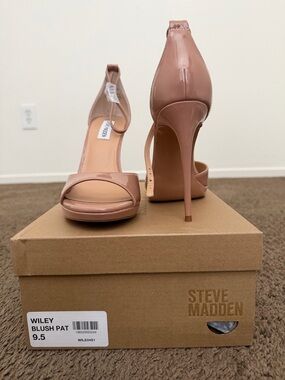 Steve Madden Blush Patent High Heel Ankle-Strap Sandals
